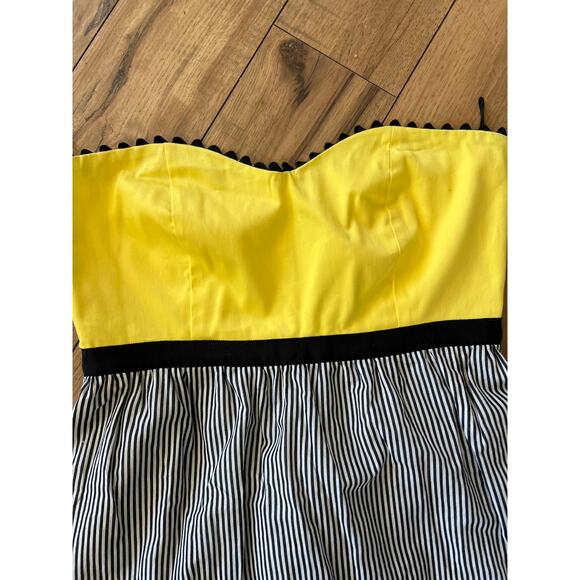 NWOT Judith March size large yellow & black strapless mini dress - Picture 2 of 5
